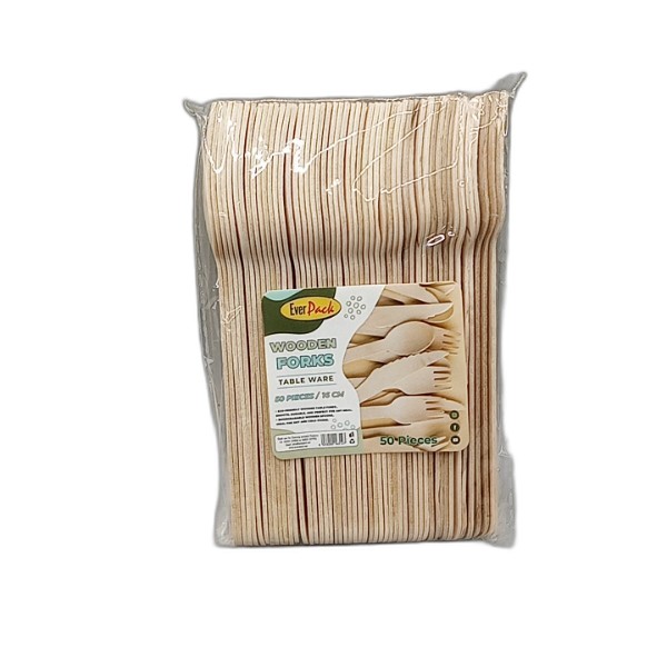 EVERPACK WOODEN FORKS 16CM 50PC