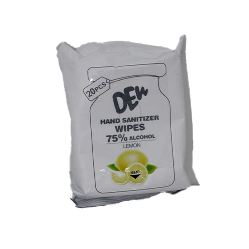 DEW ALCOHOL LEMON SANITIZER WIPES 20PCS