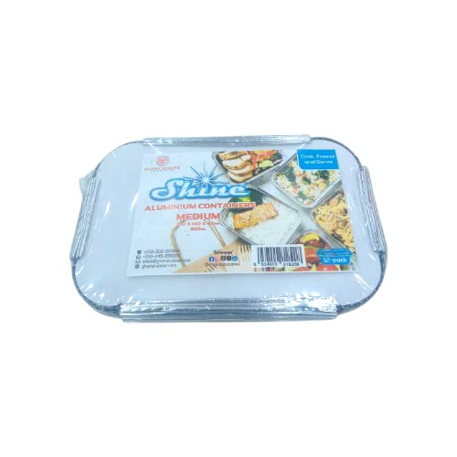 SHINE ALUMINIUM CONTAINER MEDIUM 800ML 12PC