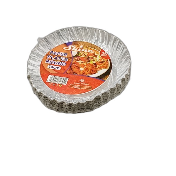 SHINE ROUND PAPER PLATES 14CM 25PC
