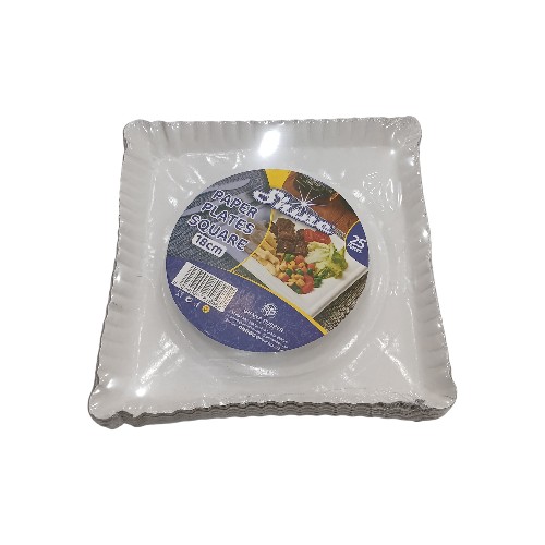SHINE SQUARE PAPER PLATES 18CM 25PC