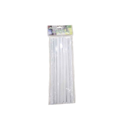 SHINE BLACK WRAPPED PLASTIC STRAWS 6MM 25PC