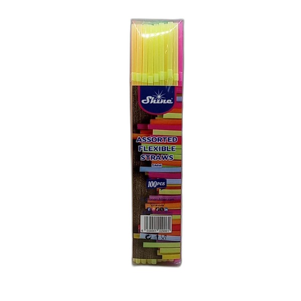 SHINE NEON STRAWS 5MM 100PC