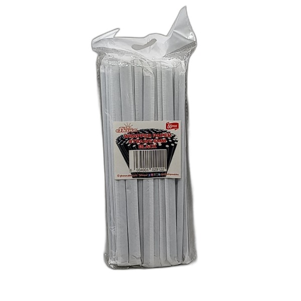 SHINE BLACK WRAPPED PAPER STRAWS 6MM 50PC