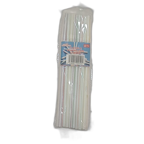 SHINE STRIPED PLASTIC STRAWS 6M