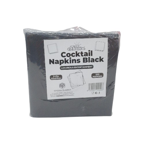 SHINE COCKTAIL NAPKINS BLACK 100PC
