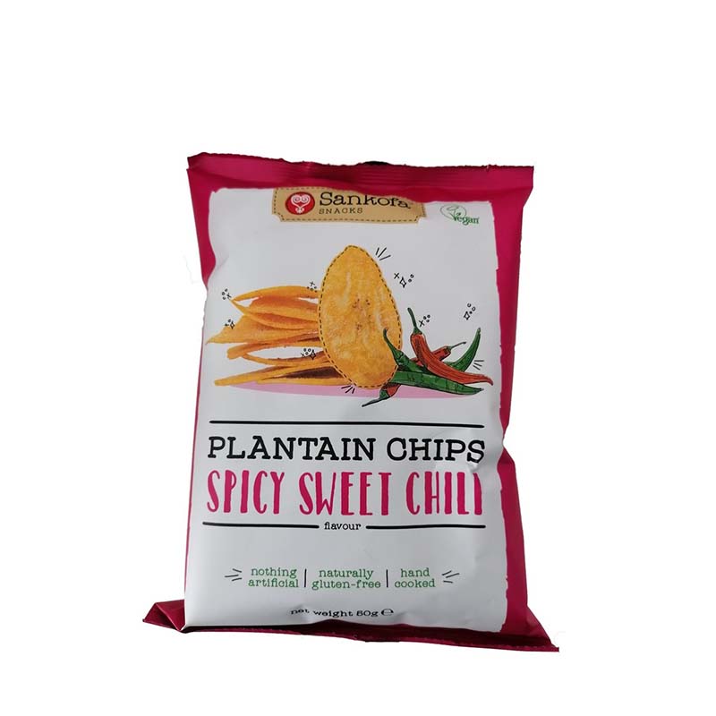 SANKOFA SPICY SWEET CHILI PLANTAIN CHIPS 56G