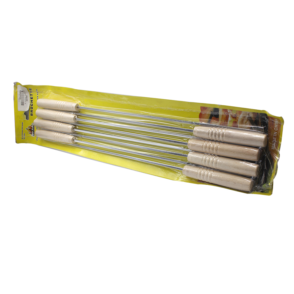 BBQ METAL SKEWERS WEITONG 10PCS WOODEN HANDLE