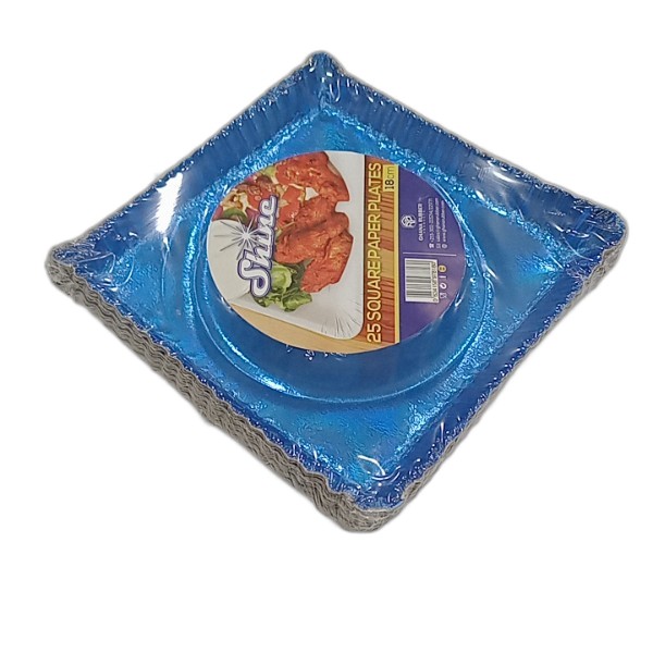 PAPER PLATES SQUARE 18CM 25PCS