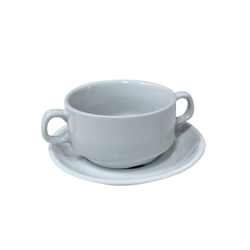 SOUP CUP W-PLATE 250ML 16-769 WHITE