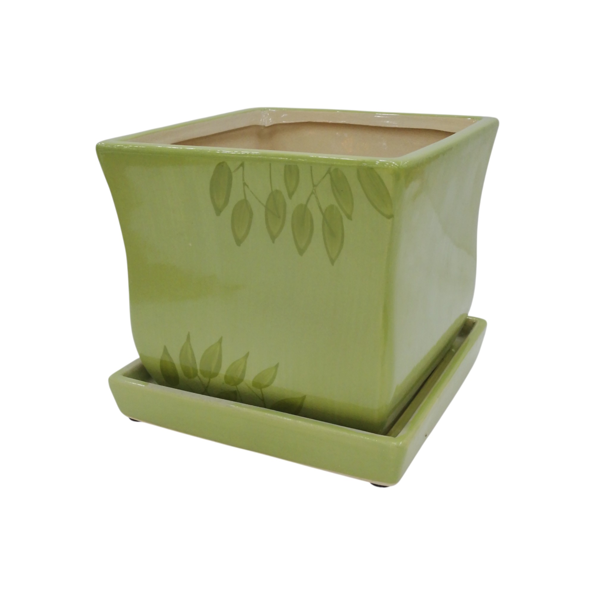 CERAMIC FLOWER POT 10.6X10.6CM GREEN