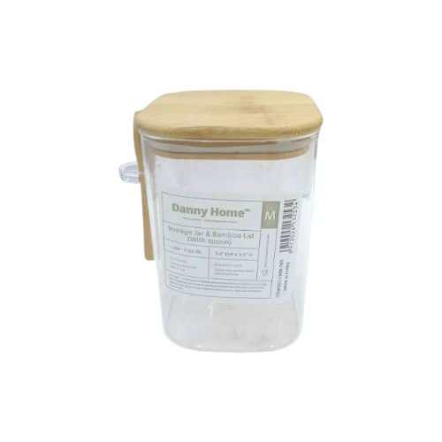 DANNYHOME GLASS JAR 1100ML-SPOON