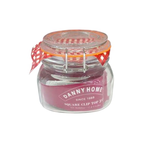 DANNYHOME SQUARE CLIP JAR 525ML GLASS