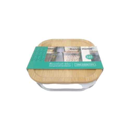 DANNYHOME GLASS CRISPER SQUARE 520ML-BAMBO