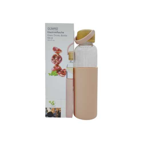 DANNYHOME GLASS BOTTLE 550ML BAMBOO COVER