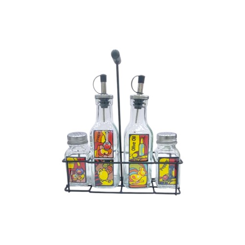 DANNYHOME OIL-VINEGAR SET W STAND 5PCS