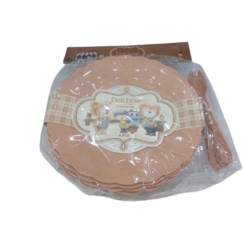 PLATE SPOON PLASTIC 23CM 4PCS SET 3311