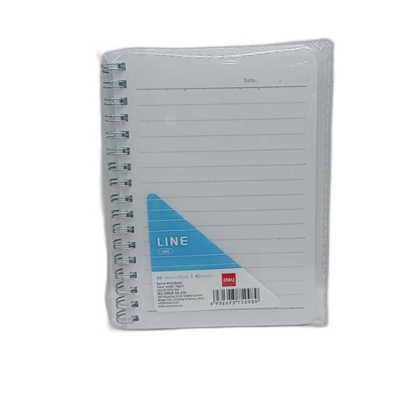 DELI NOTEBOOK SPIRAL A9 60 SHEETS