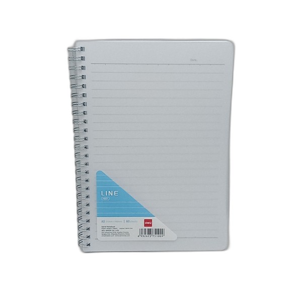 DELI NOTEBOOK SPIRAL A5 60 SHEETS