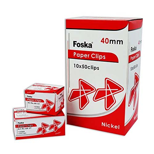 PAPER CLIPS FOSKA 12PCS 65MM AS-12