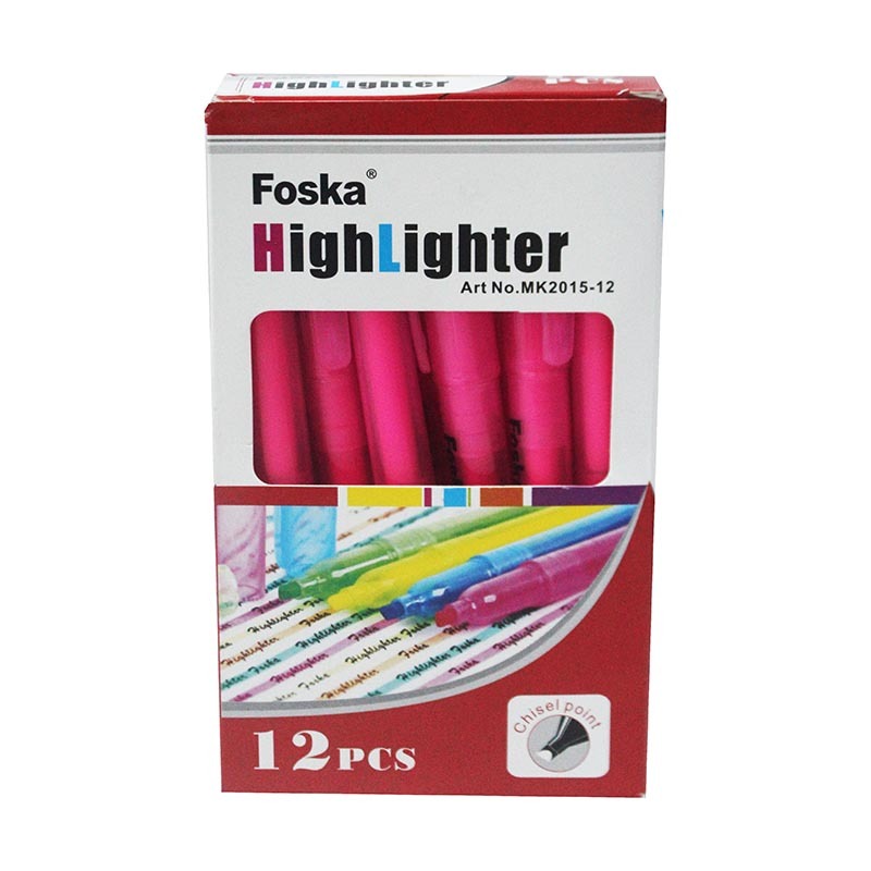 FOSKA HIGHLIGHTER 12PCS PINK-YELLOW