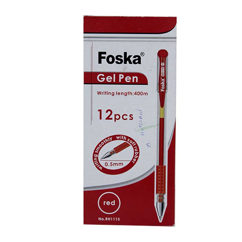 GEL INK PEN FOSKA 12PCS RED RH1115 RED