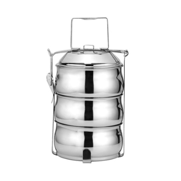 LUNCH BOX 3 LAYERS 18CM STAINLESS STEEL