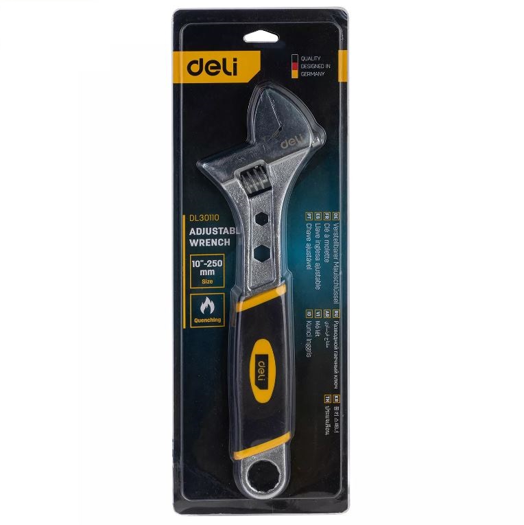 DELI ADJUSTABLE WRENCH 10INCH-250MM YW-BK