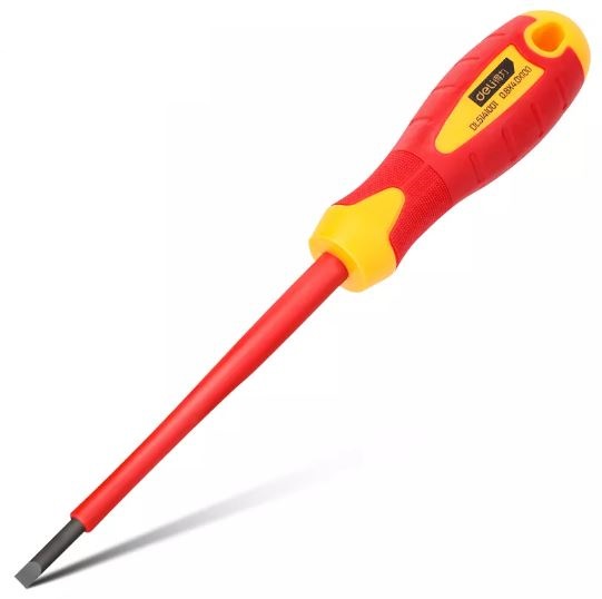 DELI INSULATED SLOTTED SCREWDRIVER 4.0X100MM RD