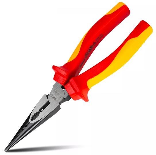 INSULATED LABOR-SAVING LONG NOSE PLIERS 8 INCH RD
