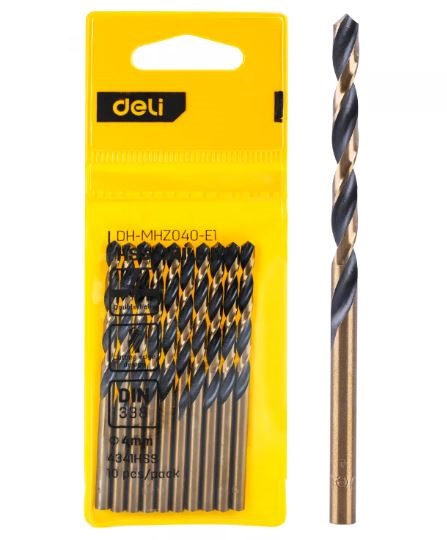 DELI HSS DRILL BIT 4MM YW PACK OF 10