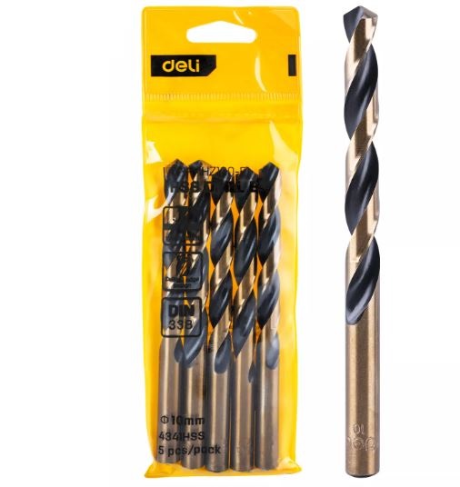 DELI HSS DRILL BIT 10MM YW PACK OF 5