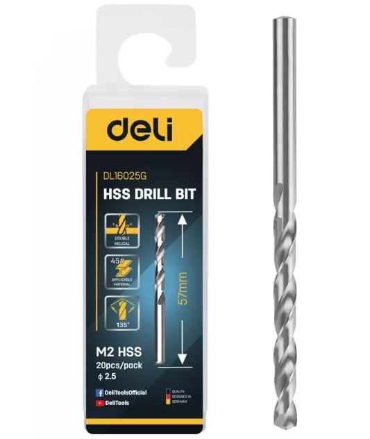 HSS DRILL BIT 2.5MM PACK OF 20 DELI