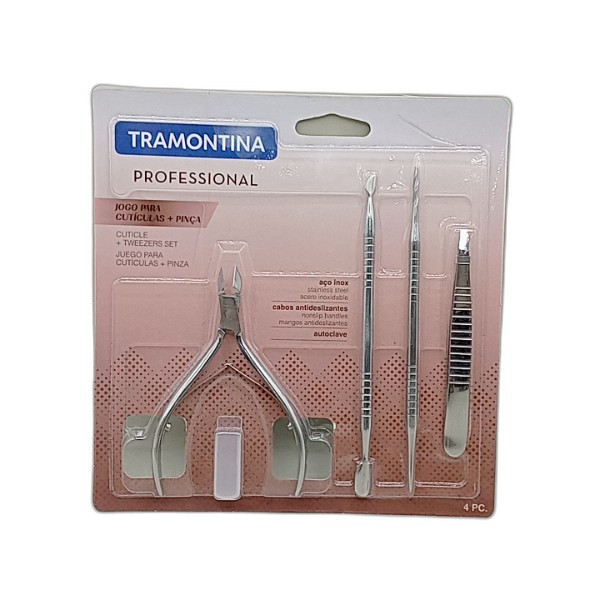 TRAMONTINA CUTICLE-TWEEZER SET 4PC