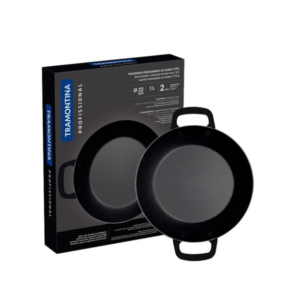 TRAMONTINA DOUBLE-HANDLE IRON FRYING PAN 22CM