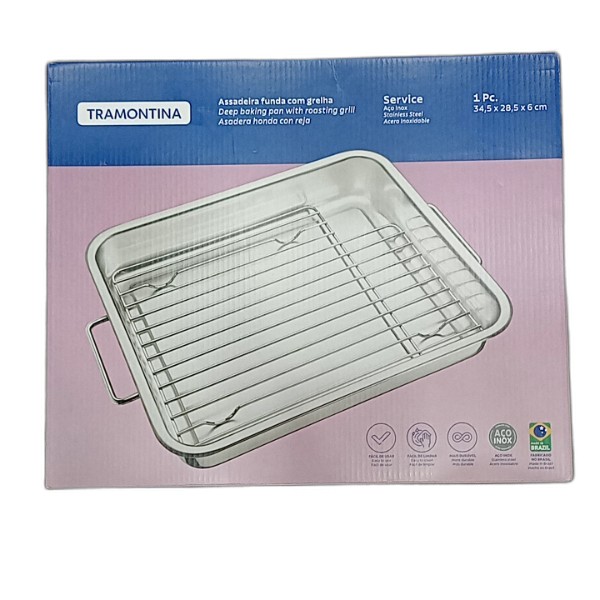 TRAMONTINA SS ROASTING PAN W-RACK 34CM