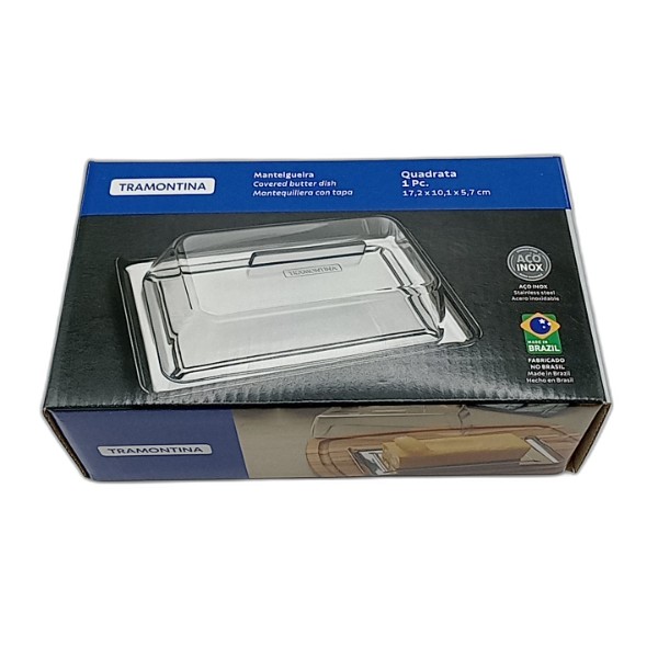 TRAMONTINA QUADRATA BUTTER DISH W-LID