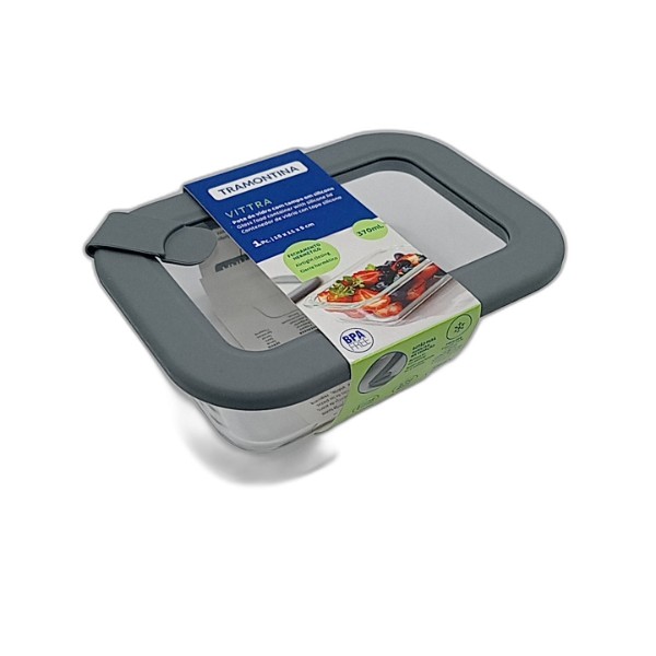 TRAMONTINA GLASS FOOD CONTAINER W-SILICONE LID