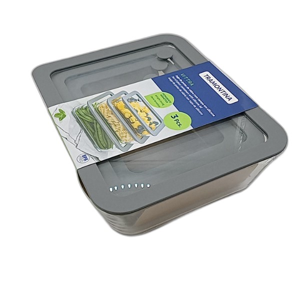 TRAMONTINA GLASS FOOD CONTAINER SET W-SILICONE LID