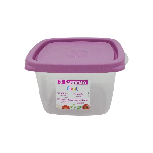 SANREMO SQUARE PLASTIC CONTAINER 360ML