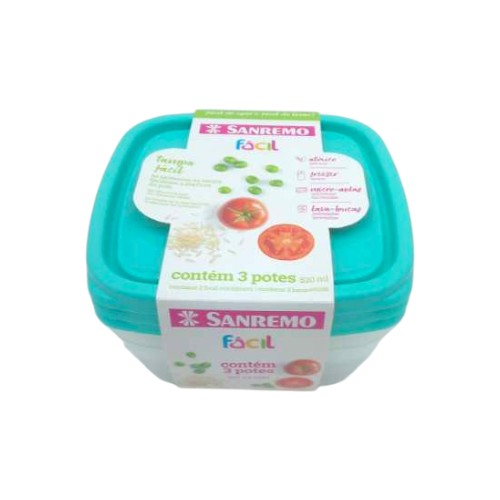 SANREMO PLASTIC CONTAINER SET 3 UN 530ML
