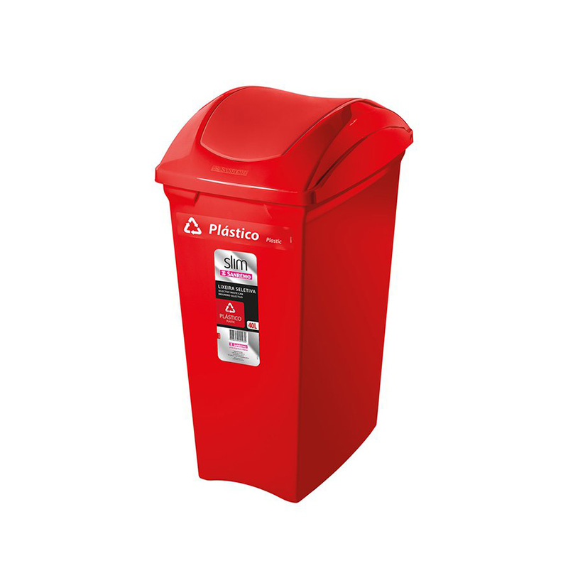 SANREMO PLASTIC SELECT WASTE CAN RED 40L