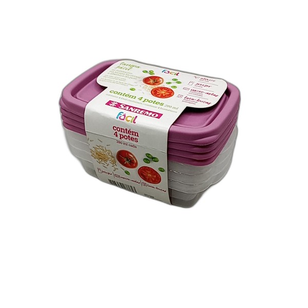 SANREMO PLASTIC CONTAINER SET 4 UN 280ML