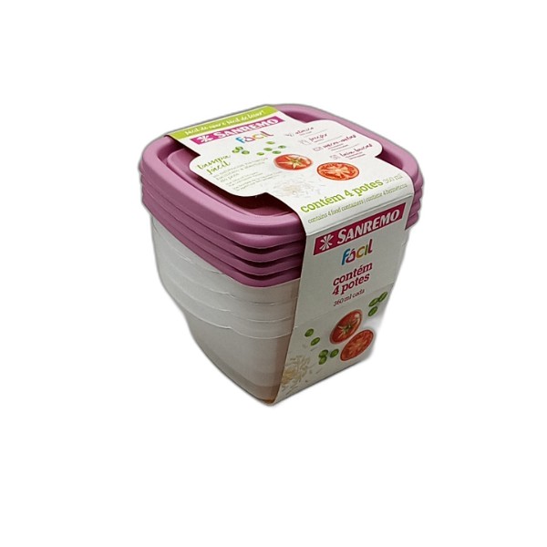 SANREMO PLASTIC CONTAINER SET 4 UN 360ML.