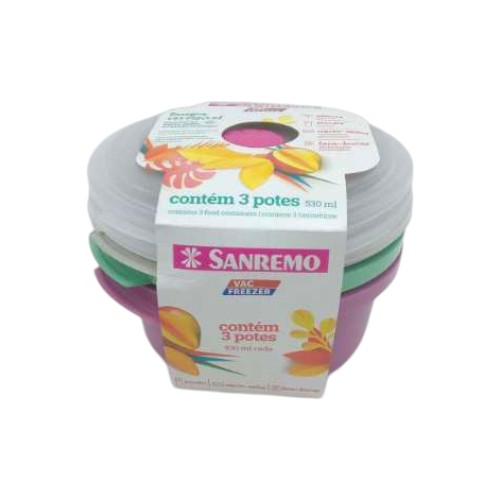 SANREMO PLASTIC CONTAINER SET 3UN 530ML.