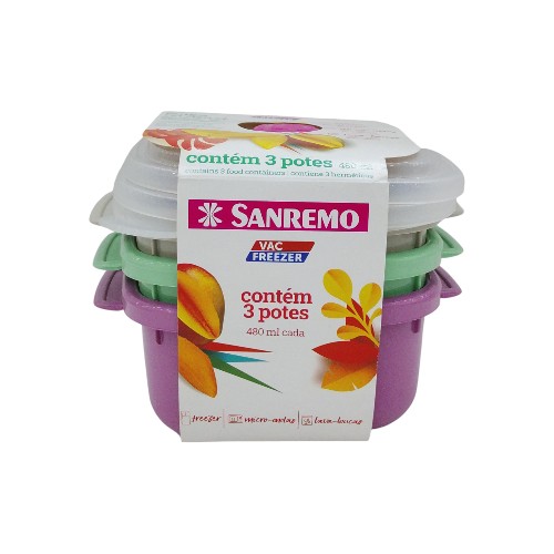 SANREMO PLASTIC CONTAINER SET 3UN 480ML