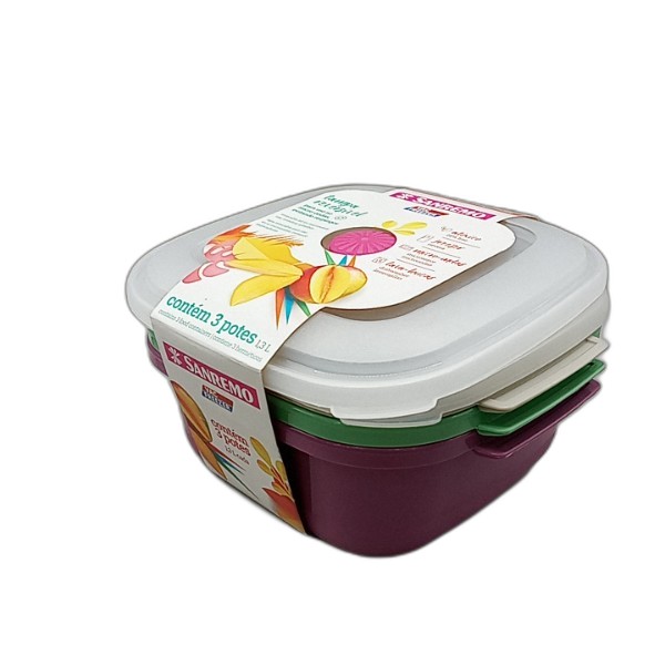 SANREMO PLASTIC CONTAINER SET 3 UN 1.3L
