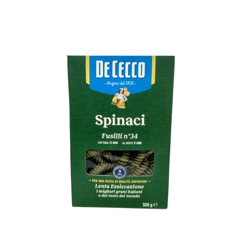 FUSILLI CON SPINACI NO 500G DE CECCO