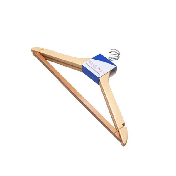 HANGERS WOODEN W TROUSER BAR NATURAL 3PCS
