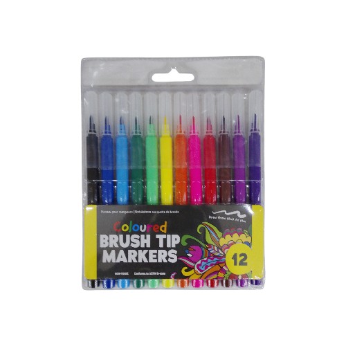UBL COLOURED MARKERS BRUSH TIP 12PK